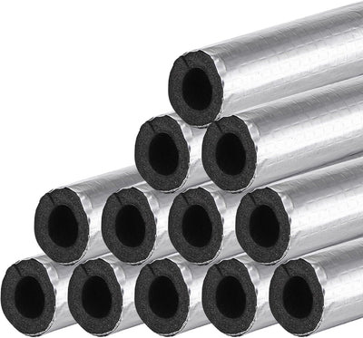 12 Pcs Foam Pipe Insulation Wrap, Self-Adhesive Wrap Foam Tube with Aluminum Foil for Outdoor Pipes, Spigot, Water