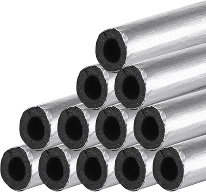 12 Pcs Foam Pipe Insulation Wrap, Self-Adhesive Wrap Foam Tube with Aluminum Foil for Outdoor Pipes, Spigot, Water