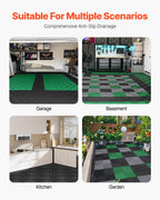 Interlocking Drainage Mat, 12” x 12” Modular Interlocking Cushion, 12 Pcs Splicing Drainage Mats, Non-Slip PP