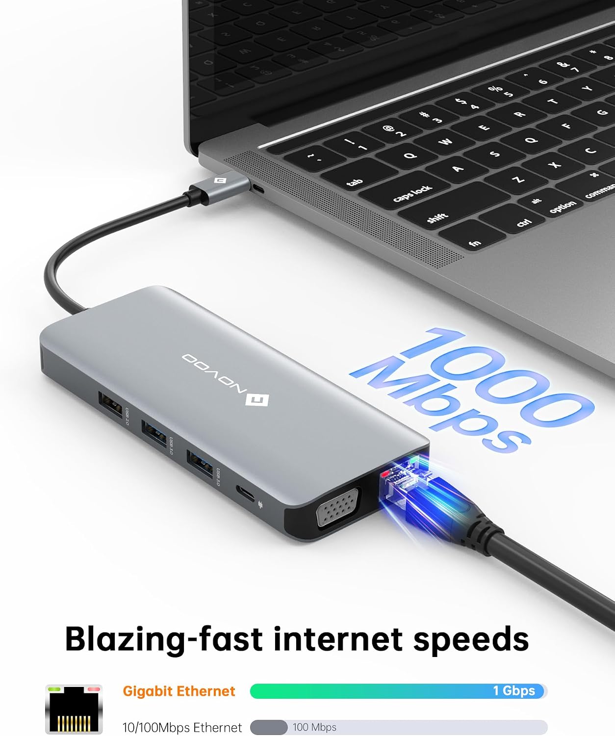 USB C Docking Station Dual HDMI Adapter, 11 in 1 Multi Display Docking Station Dual Monitor with 2 HDMI, VGA, 100W