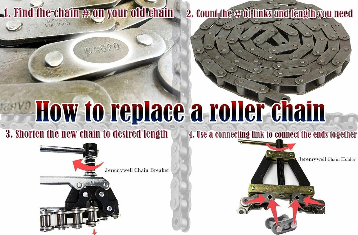 Jeremywell 80-2R Double Strand Duplex Roller Chain 10 Feet with 1 Connecting Link