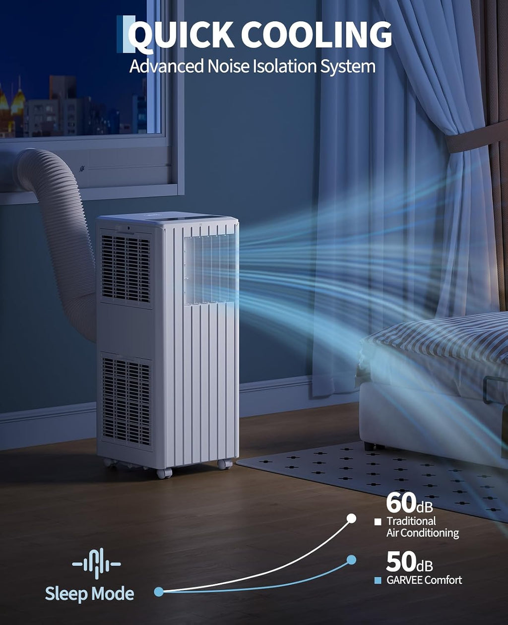 8000 BTU Portable Air Conditioner, 3-in-1 Portable AC Cooling, Dehumidifying & Fan for Bedroom, Apartment, Dorm &