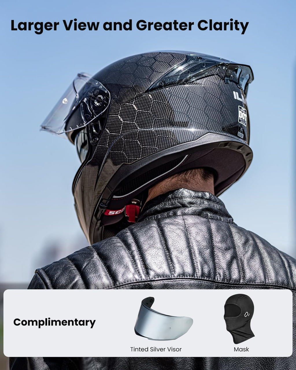 Carbon Fiber Motorcycle Helmets Lightweight Full Face Dual Visor Helmet with Rear Wing Pinlock Compatible Motorbike