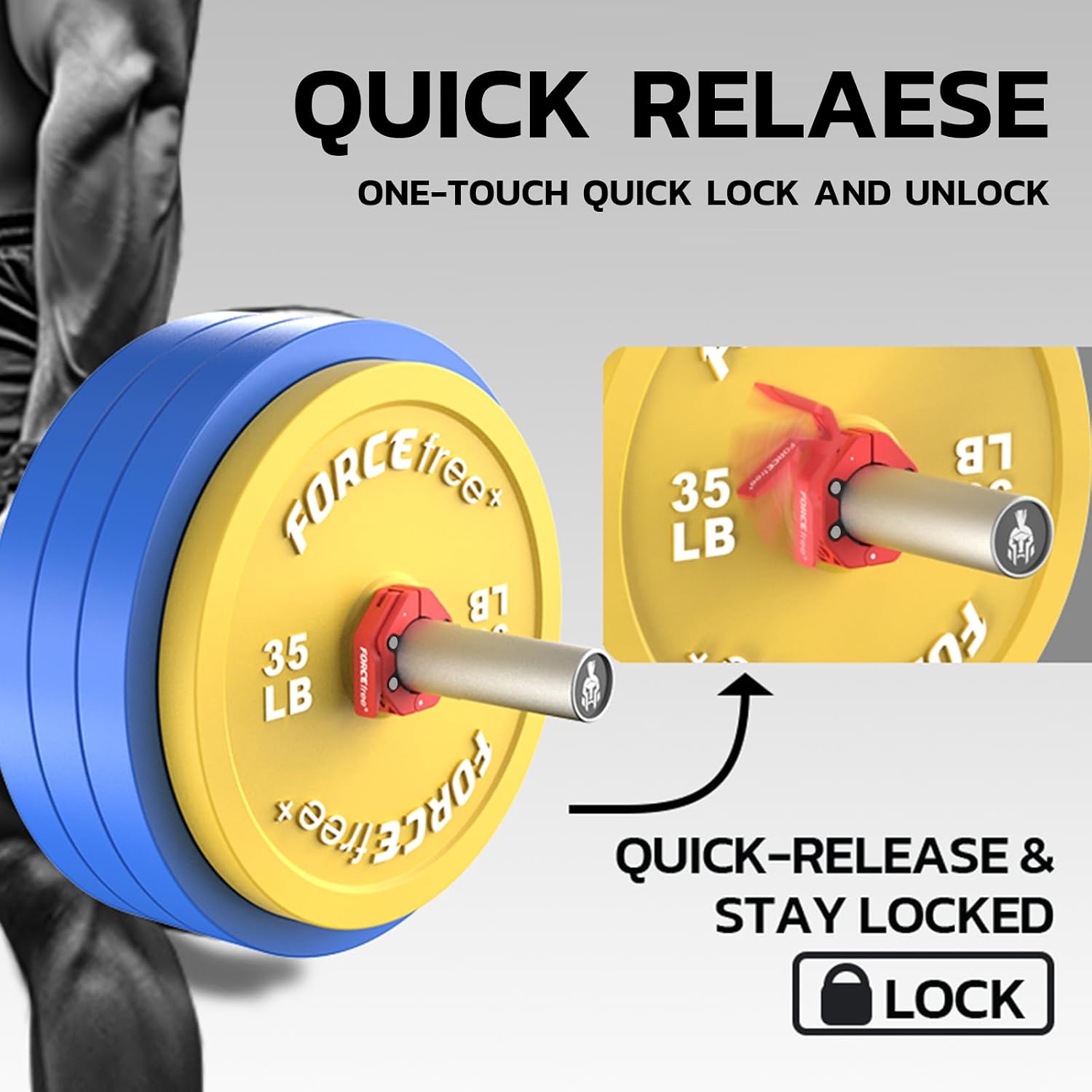 Quick Release Olympic Barbell Collars 2" (Pair) - Non-Slip Weightlifting Barbell Clips for Secure Powerlifting, Home