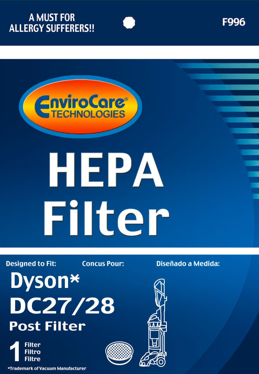EnviroCare Replacement Vacuum HEPA Filter for Dyson DC28 and DC27 Uprights