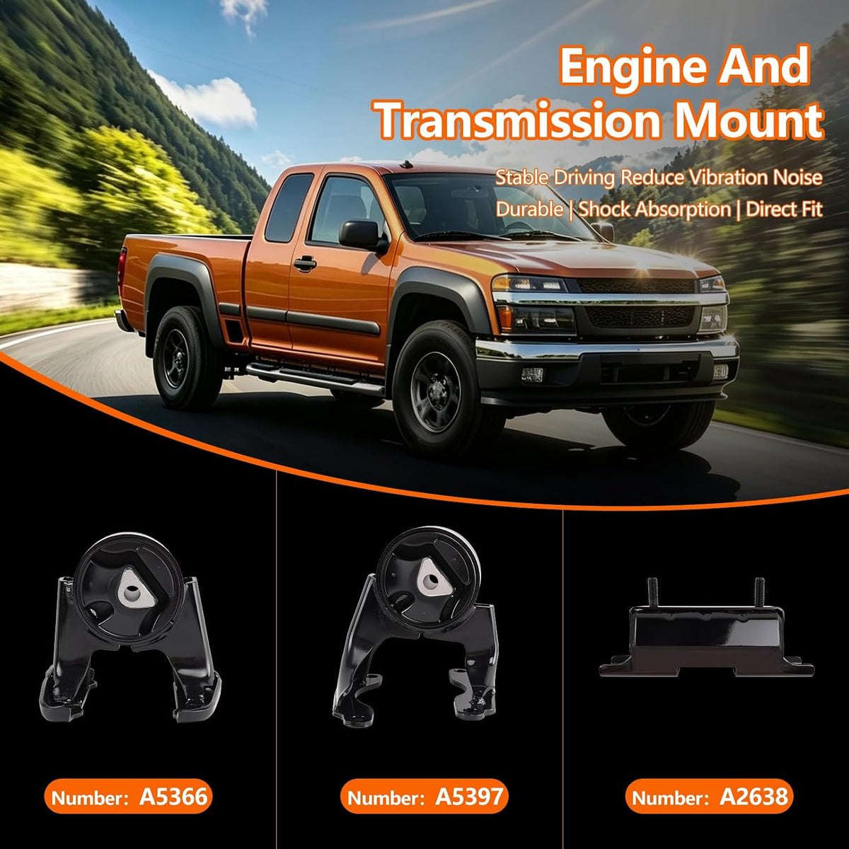 Engine and Transmission Motor Mount Kit, Set of 3 for H3 2006-2010