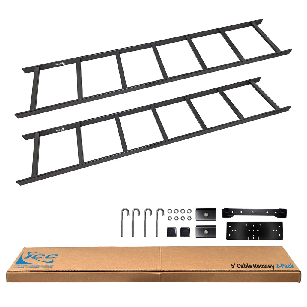 Cable Runway Ladder Rack System, 5 FT Rack-to-Wall Kit, Black, 2-Pack