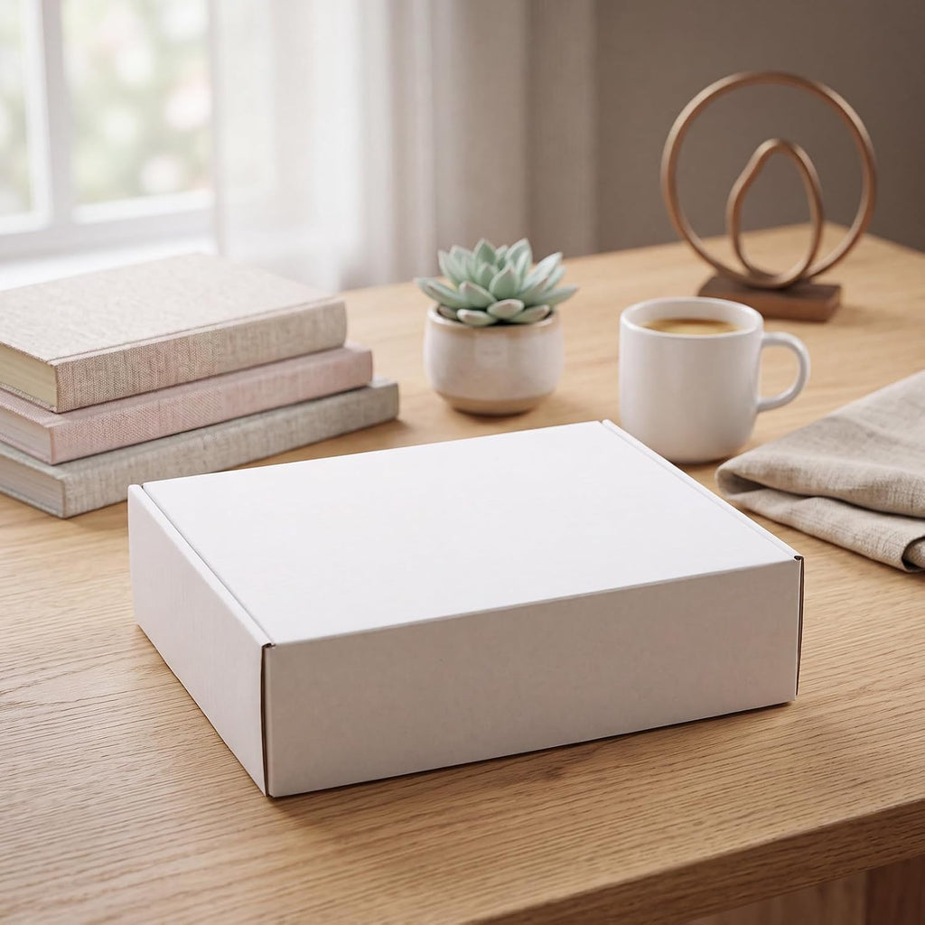 12x9x3 inches Shipping Boxes Set of 6, White Corrugated Cardboard Mailer Box for Packing, Mailing, Small Business