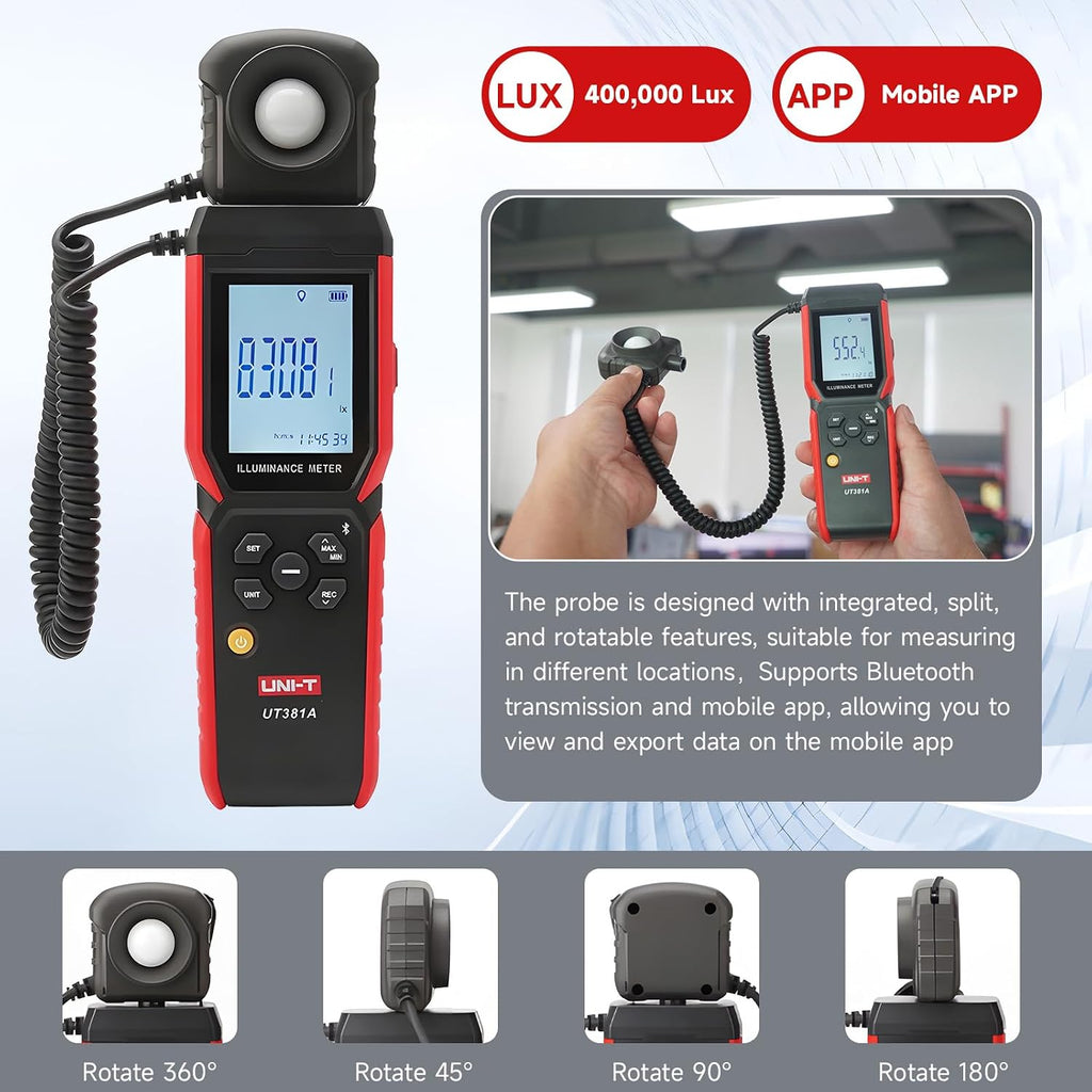 UNI-T UT381A Digital Illuminance Meter, 400000 Lux Light Meter