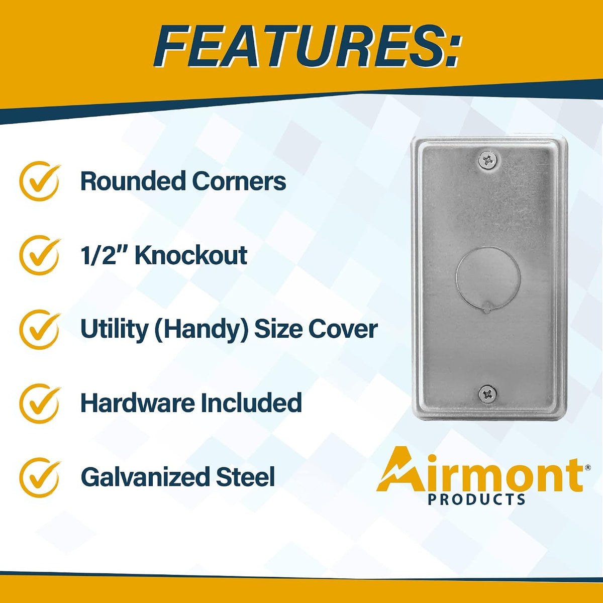 4" x 2" Steel Utility Box Kit, 1/2" Knockout Cover, 13 Cu. in., 1-7/8" Deep