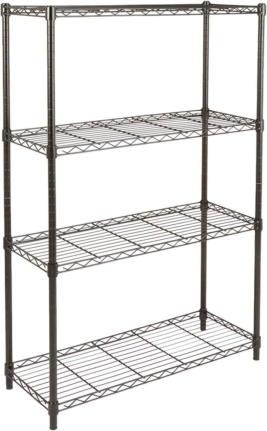 4-Shelf Adjustable Heavy Duty Steel Wire Rack Storage Shelving, Sturdy Garage Shelving, 350 lbs Capacity Per Shelf