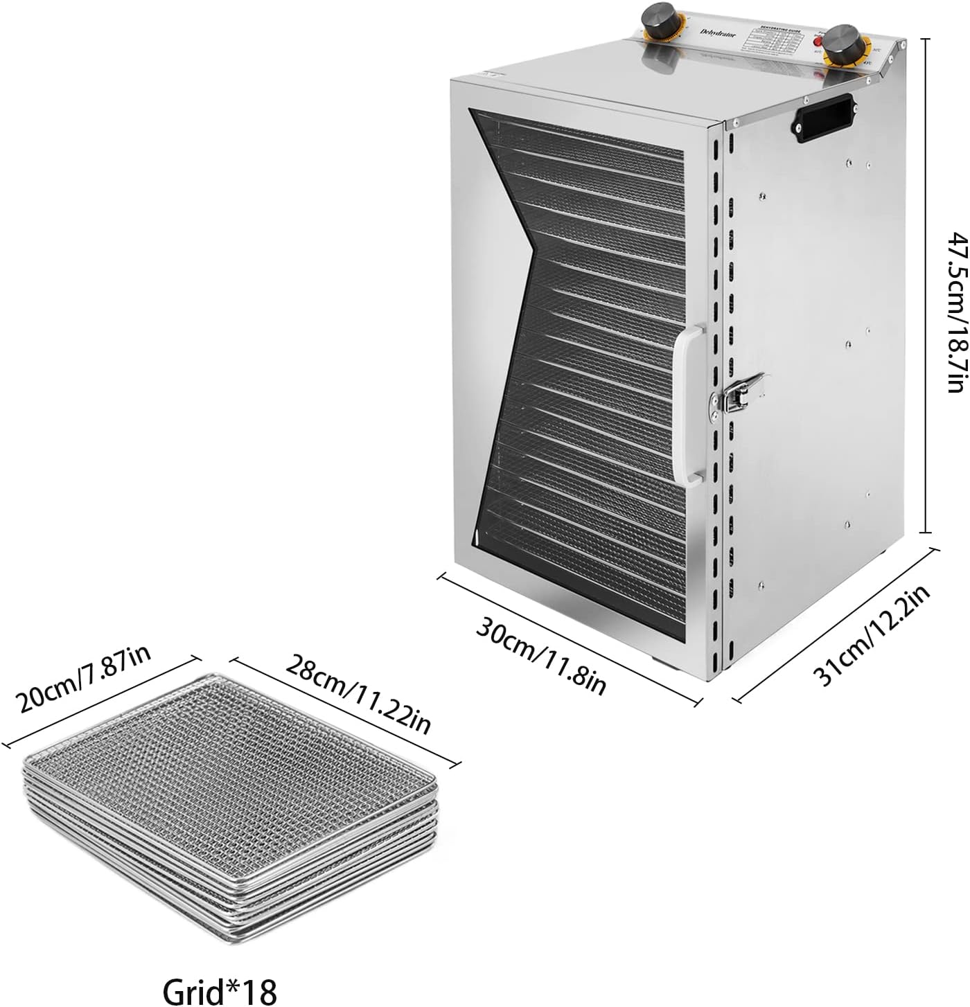 Food Dehydrator Stainless Steel Trays Commercial Fruit Dehydrator Machine Multi-Tier Meat Beef Jerky Maker Dryer with