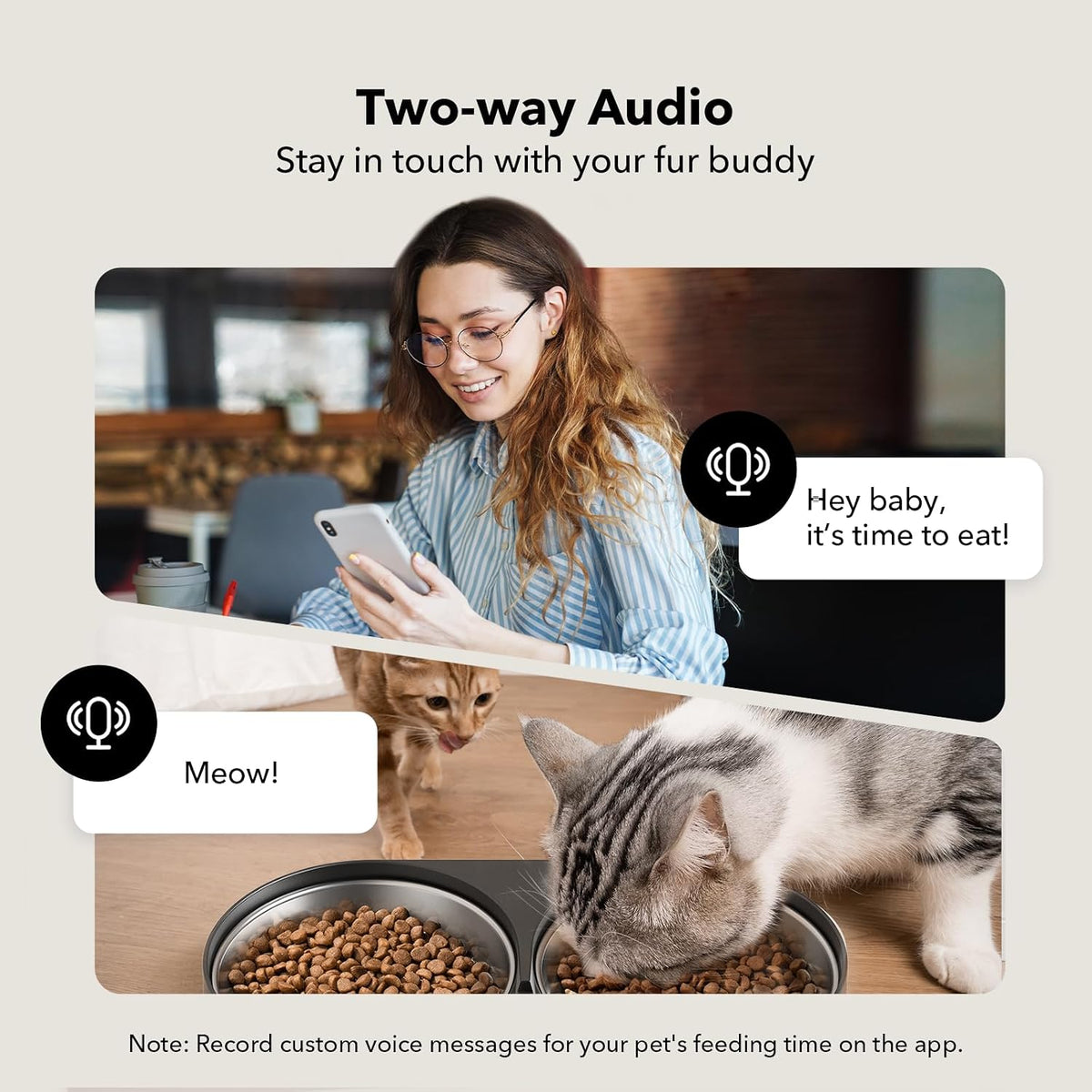 Automatic Cat Feeder with Camera for Two Cats, 1080P HD Video with Night Vision, 5G WiFi Pet Feeder with 2-Way Audio