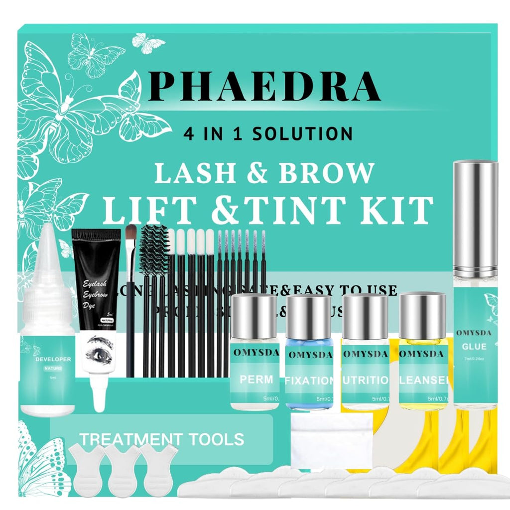 Lash Lift and Brow Lamination Kit Black Color, Professional 4 in1 Lash and Brow Perm Kit, 6-8 Weeks Long-lasting