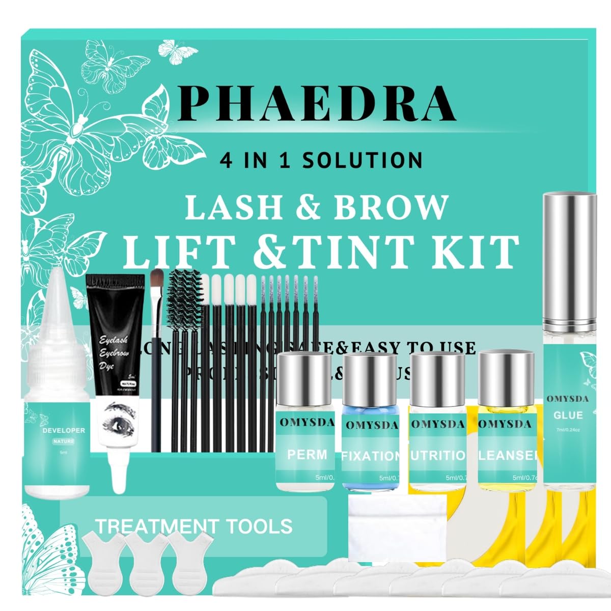 Lash Lift and Brow Lamination Kit Black Color, Professional 4 in1 Lash and Brow Perm Kit, 6-8 Weeks Long-lasting