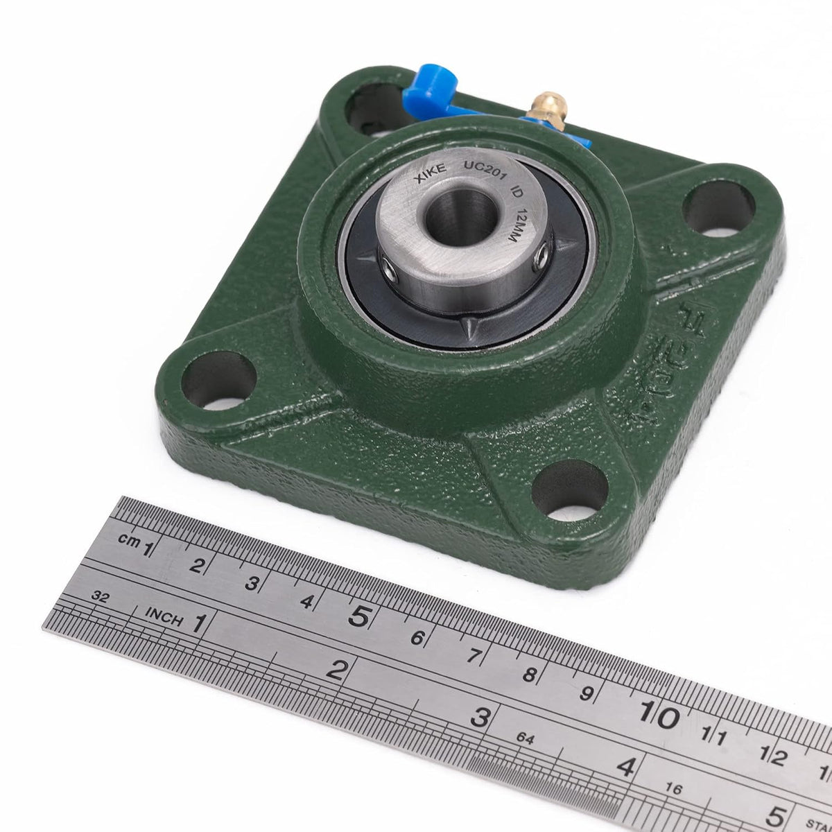 XIKE 2 Pcs UCF201 Bore 12 mm Pillow Block Square Flange Mounted Ball Bearings.