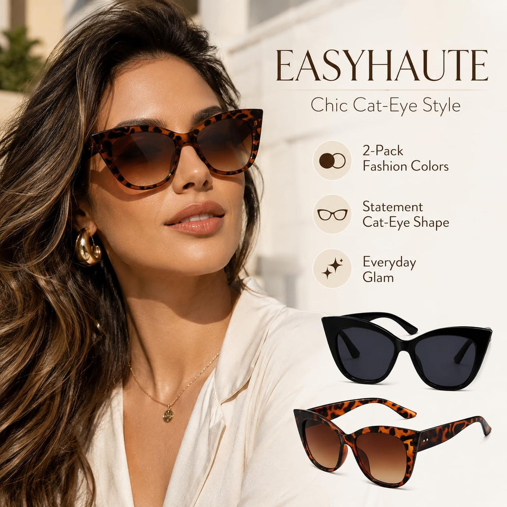 Cat Eye Sunglasses for Women Retro Cateye Frame - Vintage 90s UV400 Protection Sunnies, Chic Shades for Small Face