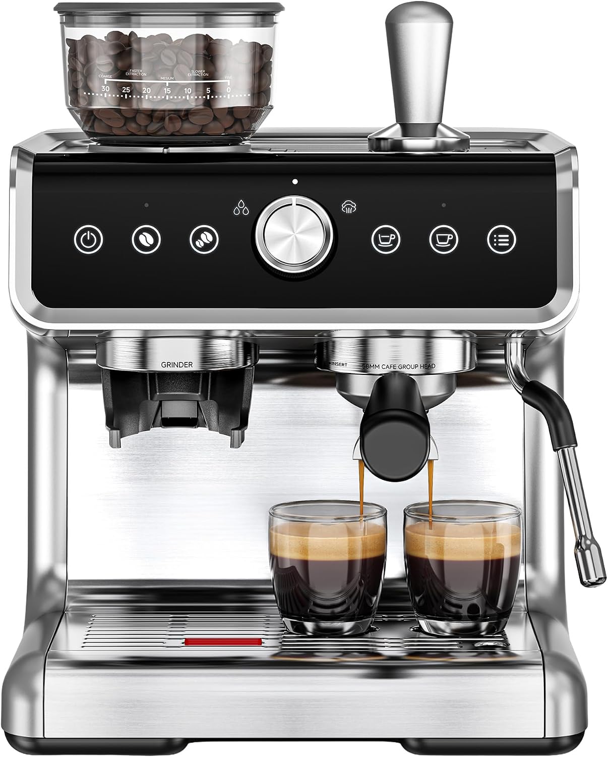 Espresso Machine with Grinder, 20 Bar Professional Espresso Coffee Maker for Home,with Milk Frother for Latte