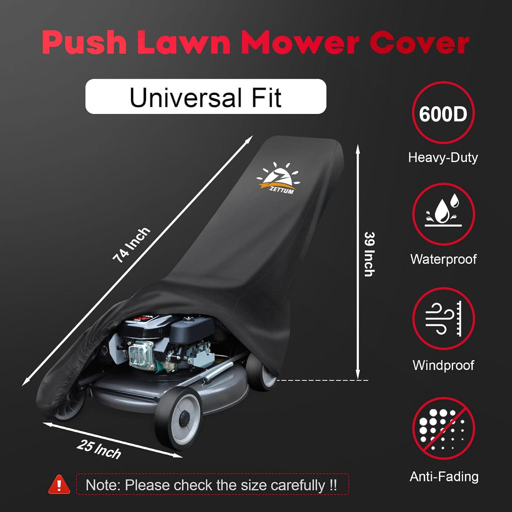 Push Lawn Mower Cover - Walk Behind Lawn Mower Covers Waterproof Heavy Duty, 600D Outdoor Push Mower Cover Universal