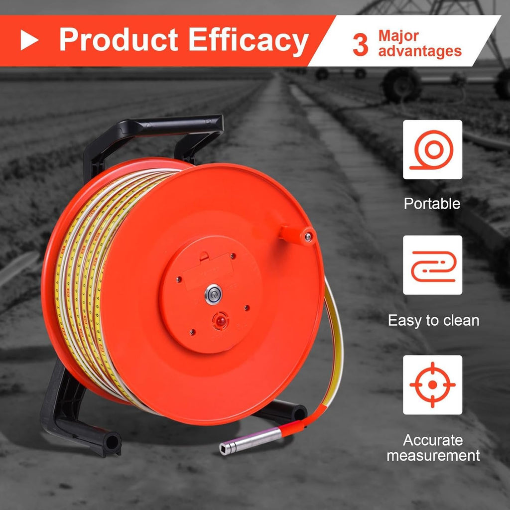 30m/98ft Water Level Meter, Water Level Indicator with 0.59" Diameter Probe