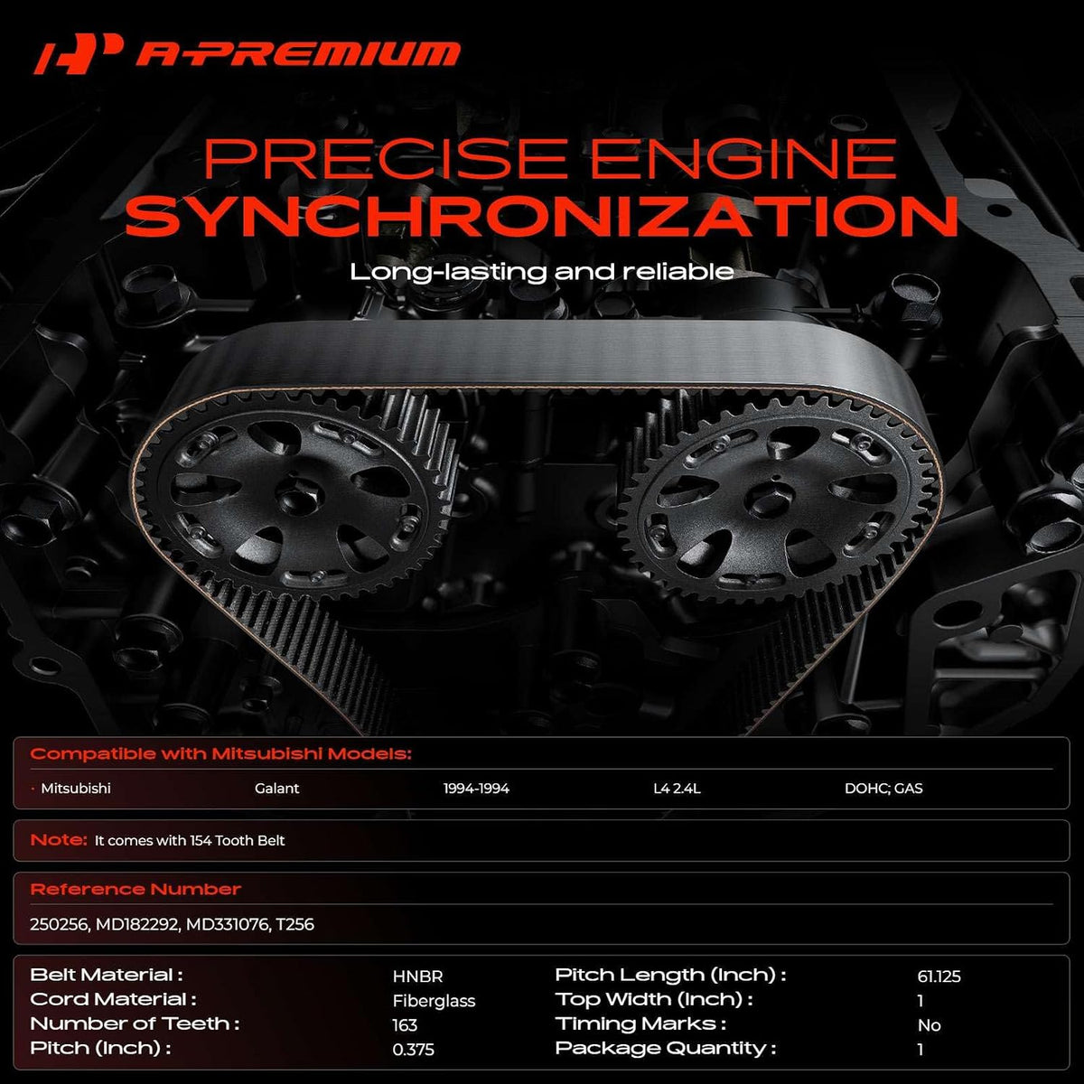 A-Premium Engine Timing Belt Compatible with Mitsubishi Models