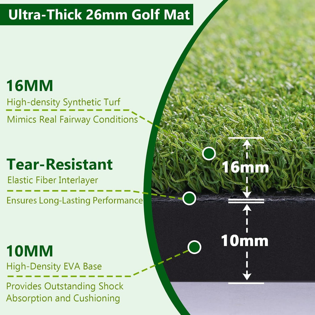 Golf Mat, 6x4FT Premium Golf Hitting Mat for Indoor Outdoor Practice