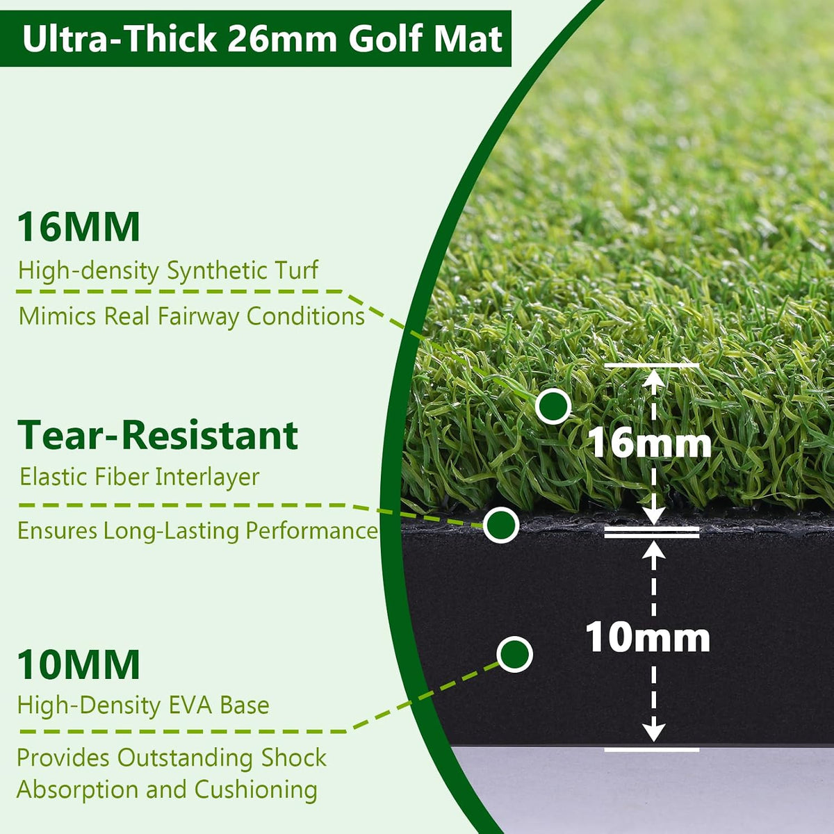 Golf Mat, 6x4FT Premium Golf Hitting Mat for Indoor Outdoor Practice