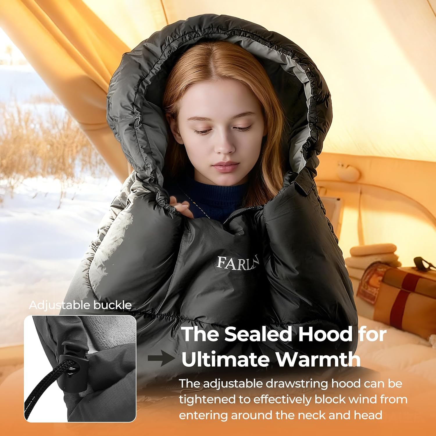 Sleeping Bags for Adults, Cold Weather, Fleece-Lined, Plush | Waterproof, windproof, compression sack, car camping &