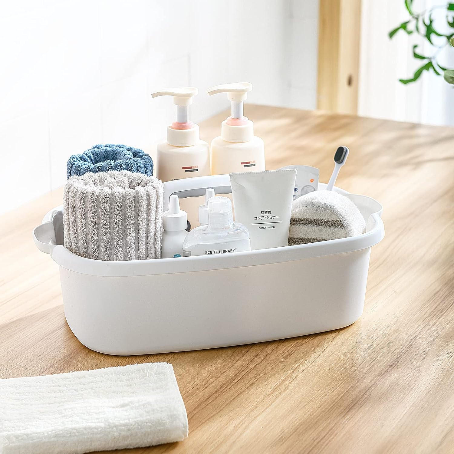Multi-Purpose Plastic Cleaning Caddy with Handle, Shower Caddy Organizer/Storage Basket/Totes Portable for Bathroom