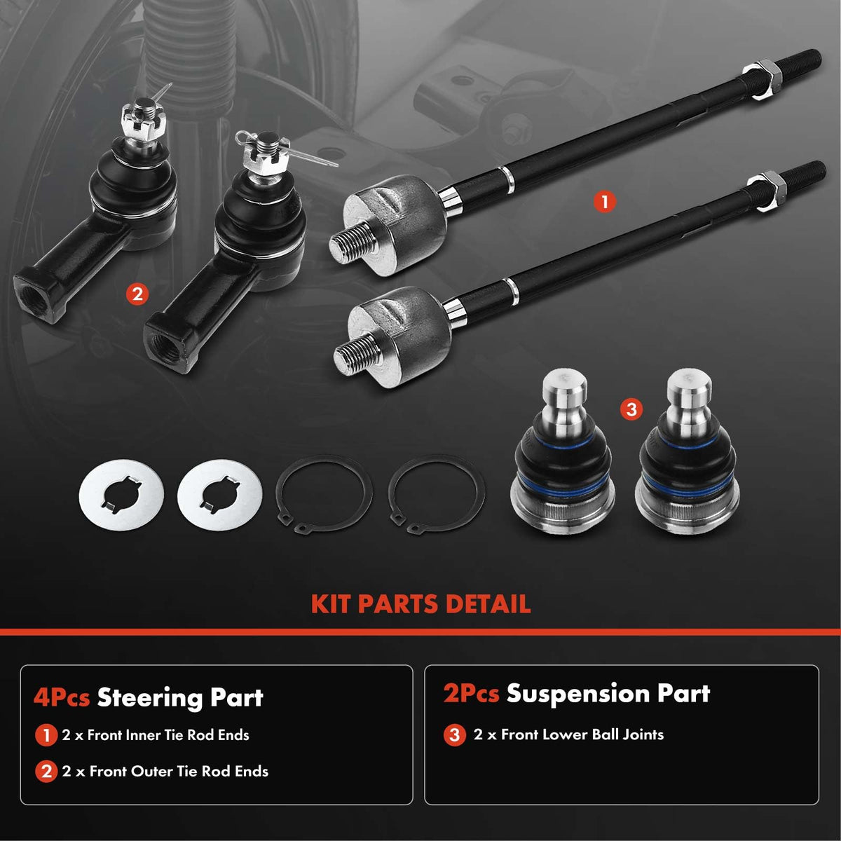 A-Premium 6Pcs Suspension Kit, Front Lower Ball Joint