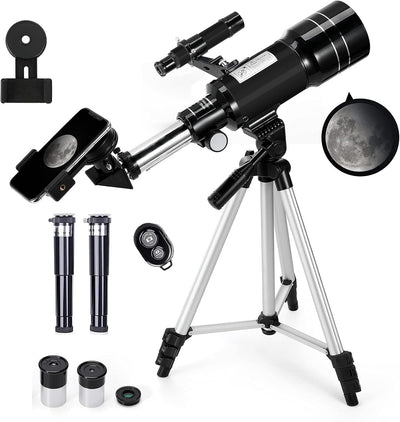 Telescope for Kids & Adults, 70mm Aperture 300mm Telescopes for Astronomy Beginners, 15X-150X Magnification Portable