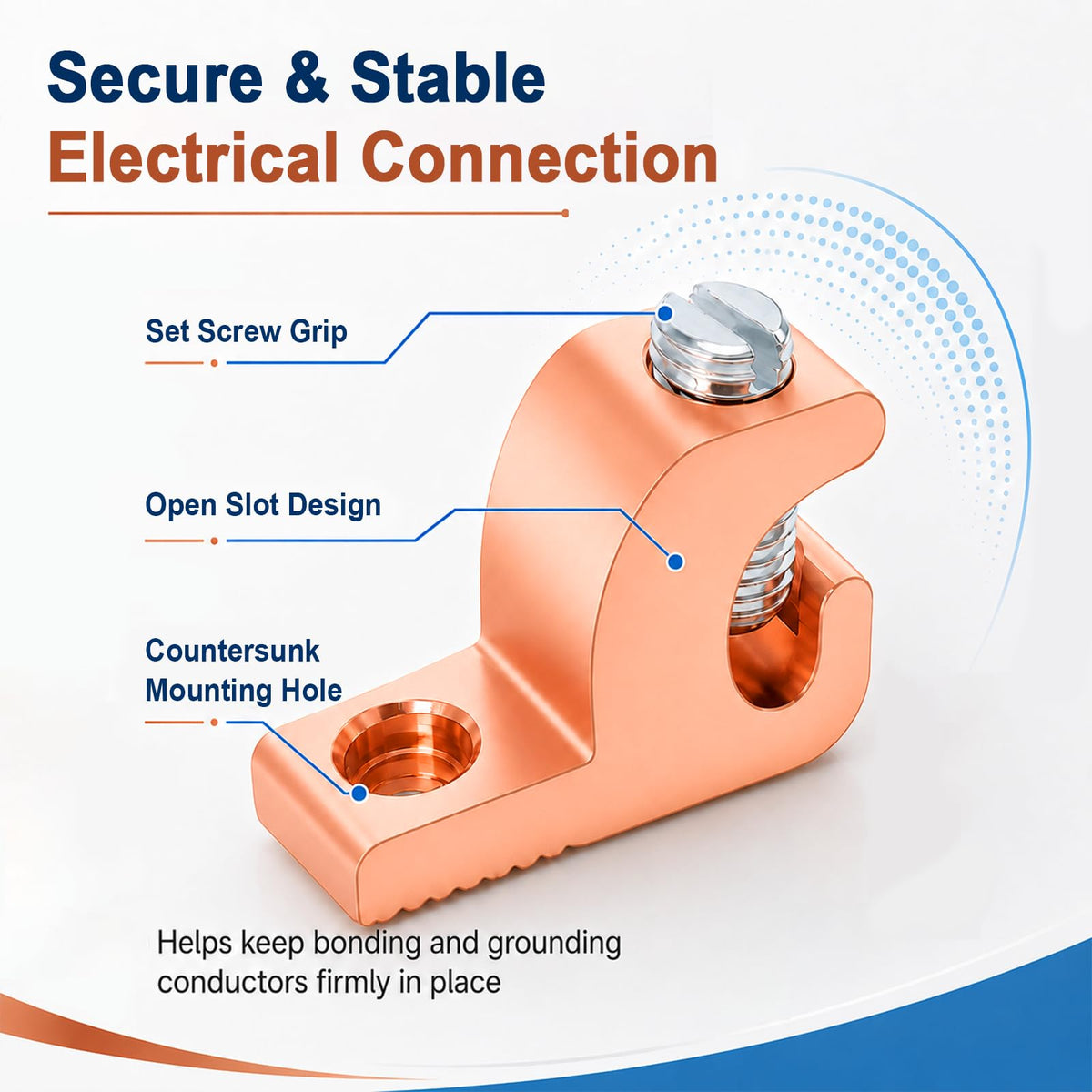 20-Pack Grounding Lug, Solid Copper Lay-in Connector for 4 to 14 AWG Wire