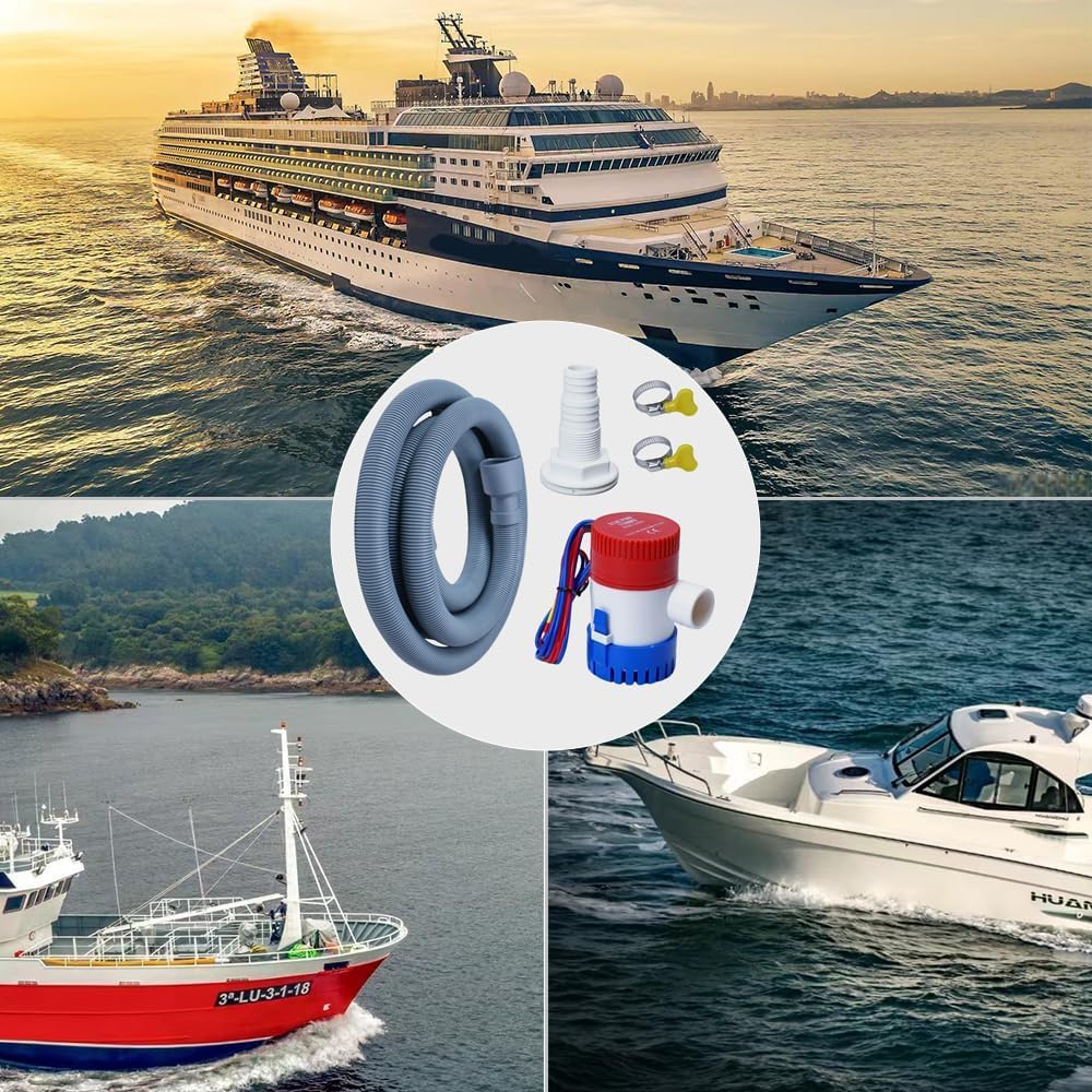 12V 1100GPH Bilge Pump Kit, Ideal for Boats, Yachts, RVs
