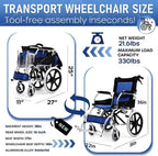 Lightweight Transport Wheelchair for Adults 10KG