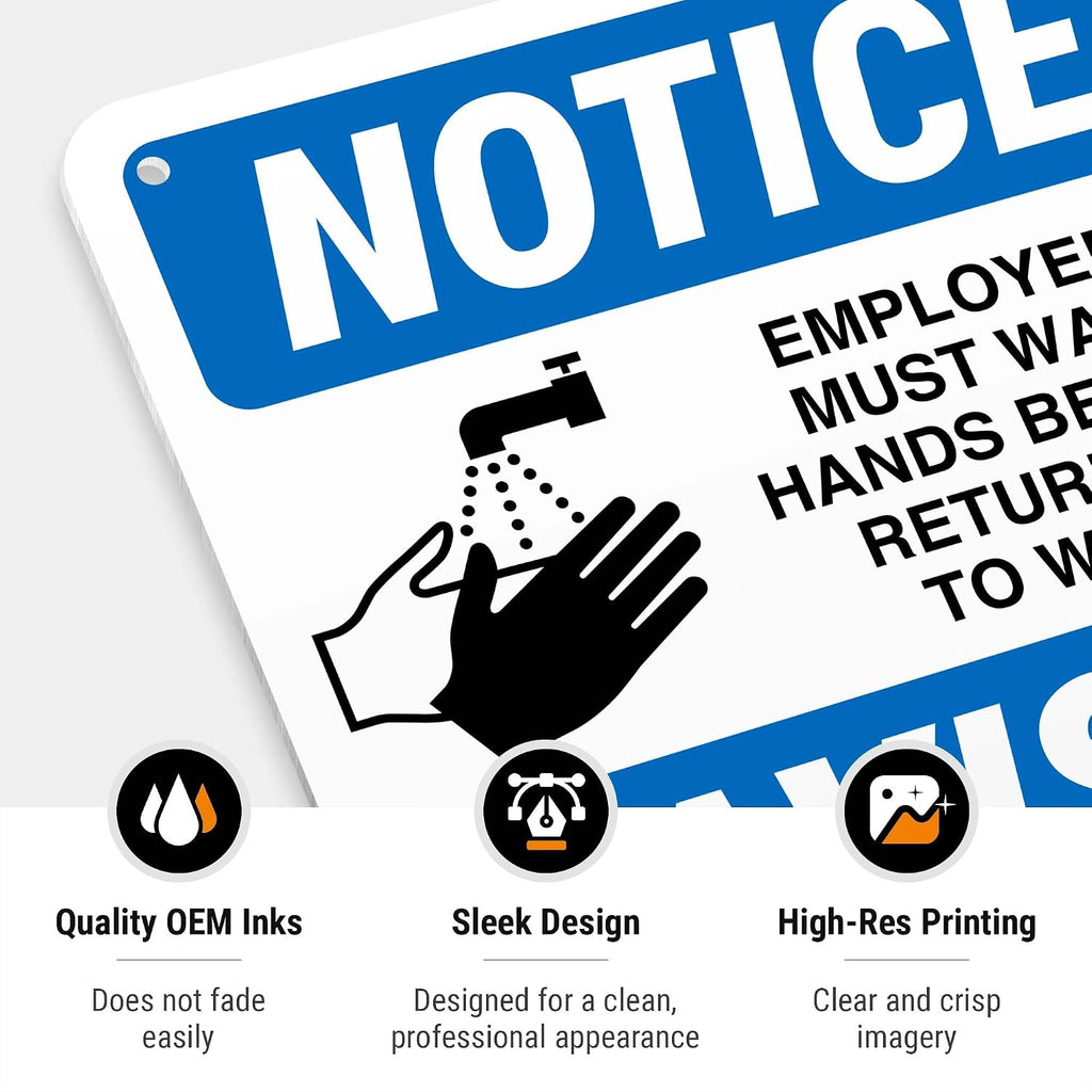 Employees Hand Washing Sign, Bilingual Spanish English
