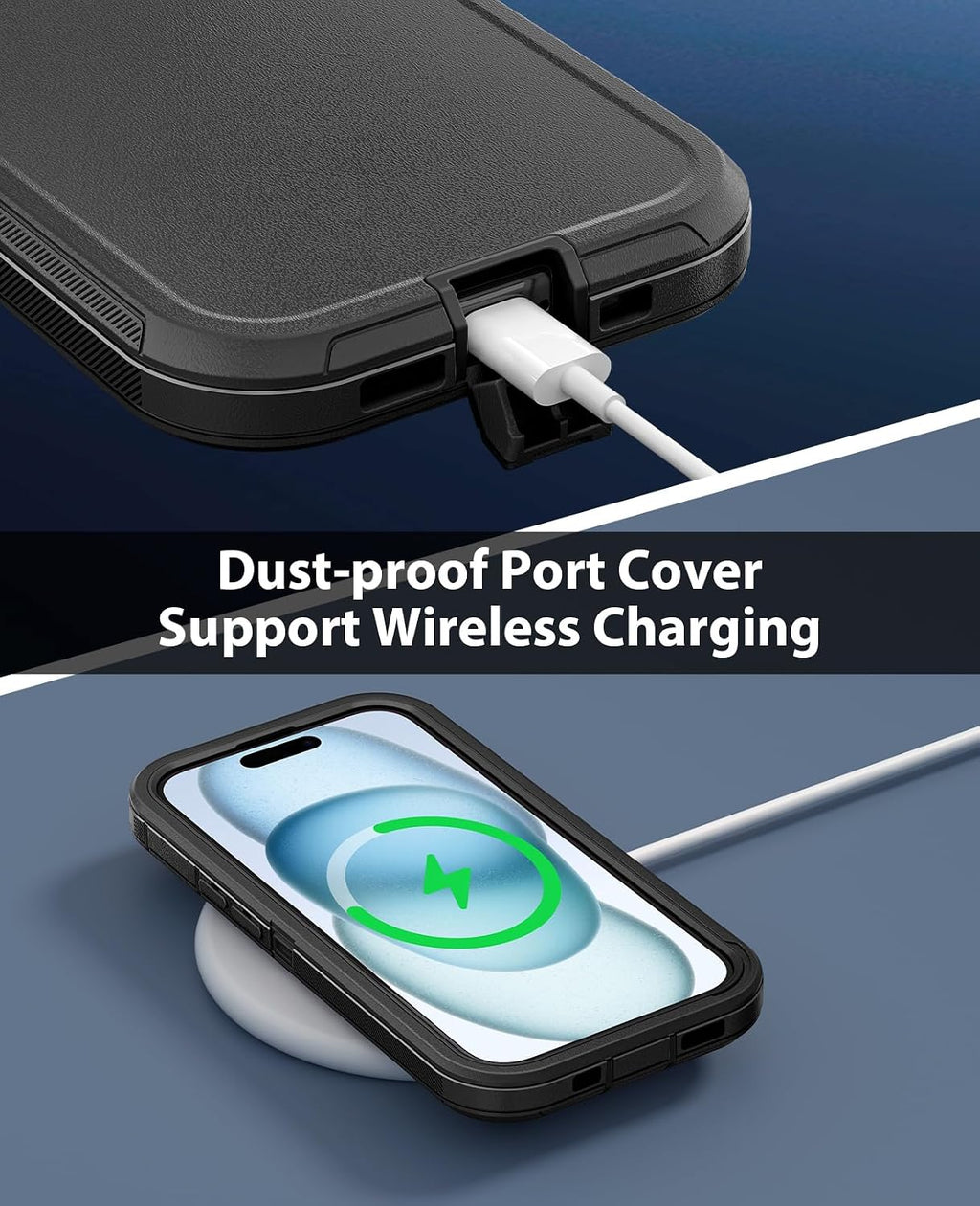 for iPhone 15 5G Case Heavy Duty Tough & Rugged Protection - Black | Dropproof & Dual-Layer Protective Back Cover
