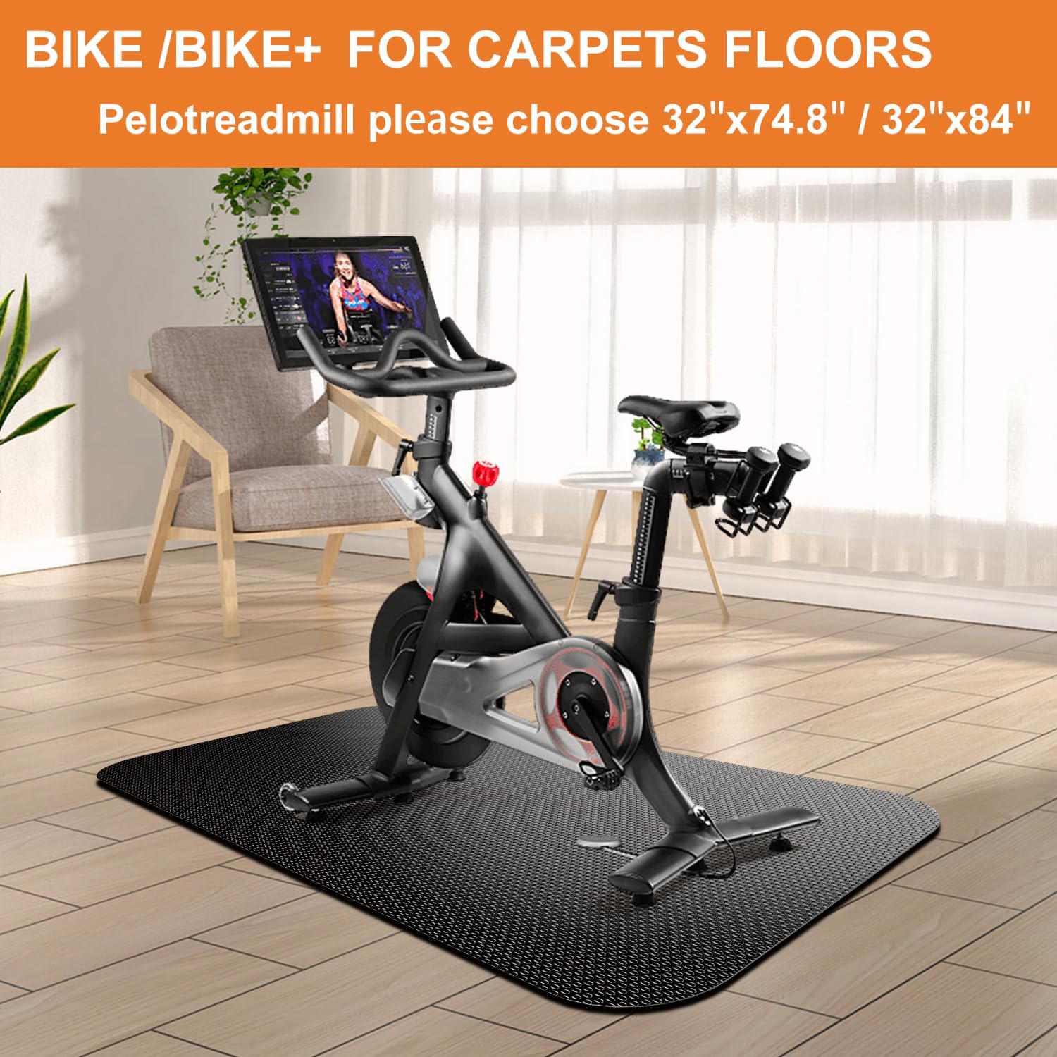 Treadmill Mat,Bike Mat,Stationary Bike Mat,Foldable Treadmill Mat for Hardwood Floors and Carpet.for Exercise