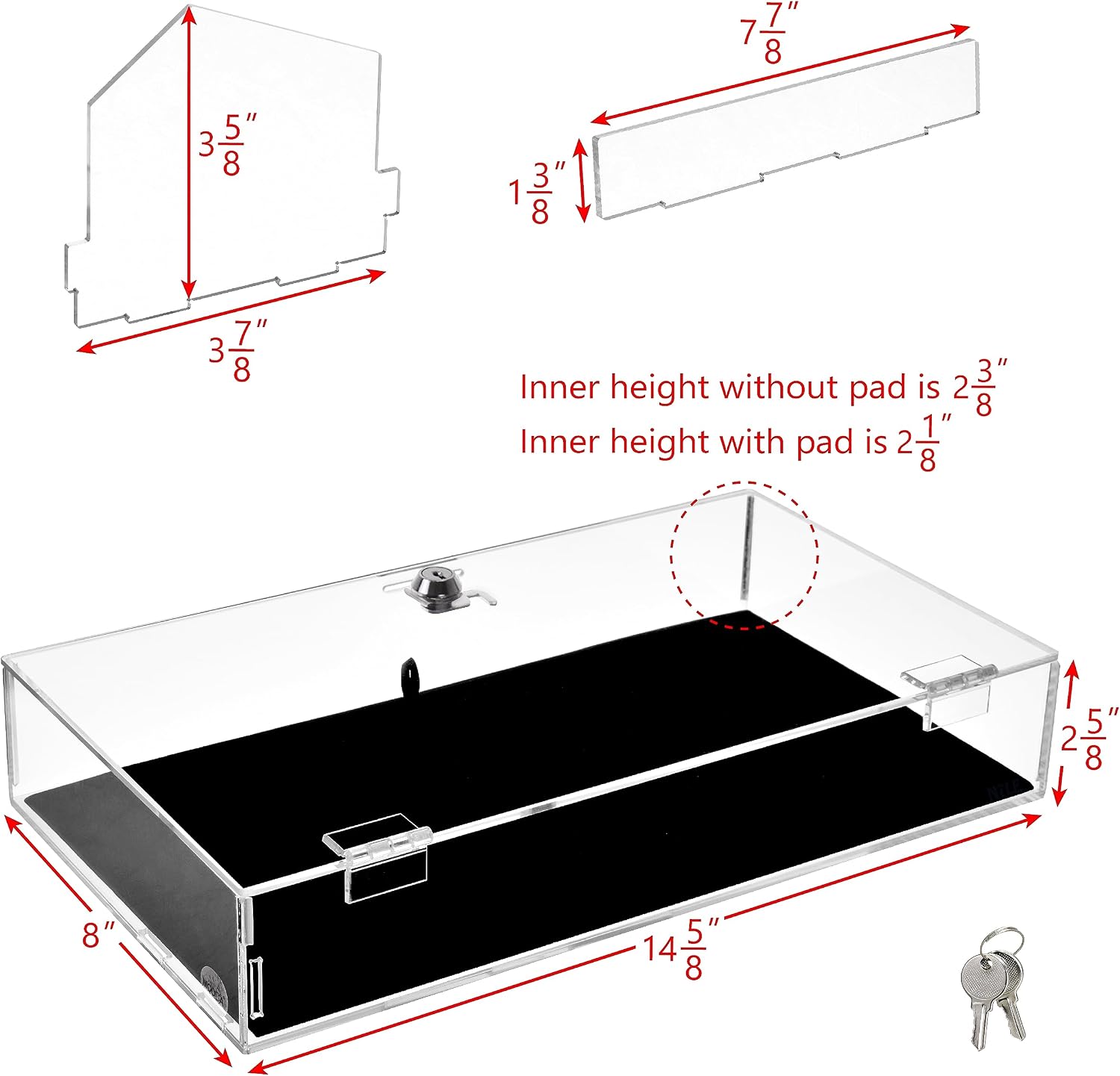 Lockable Premium Acrylic Display Cases for Collectibles with a Luxurious Removable Pad, Ideal for Showcasing
