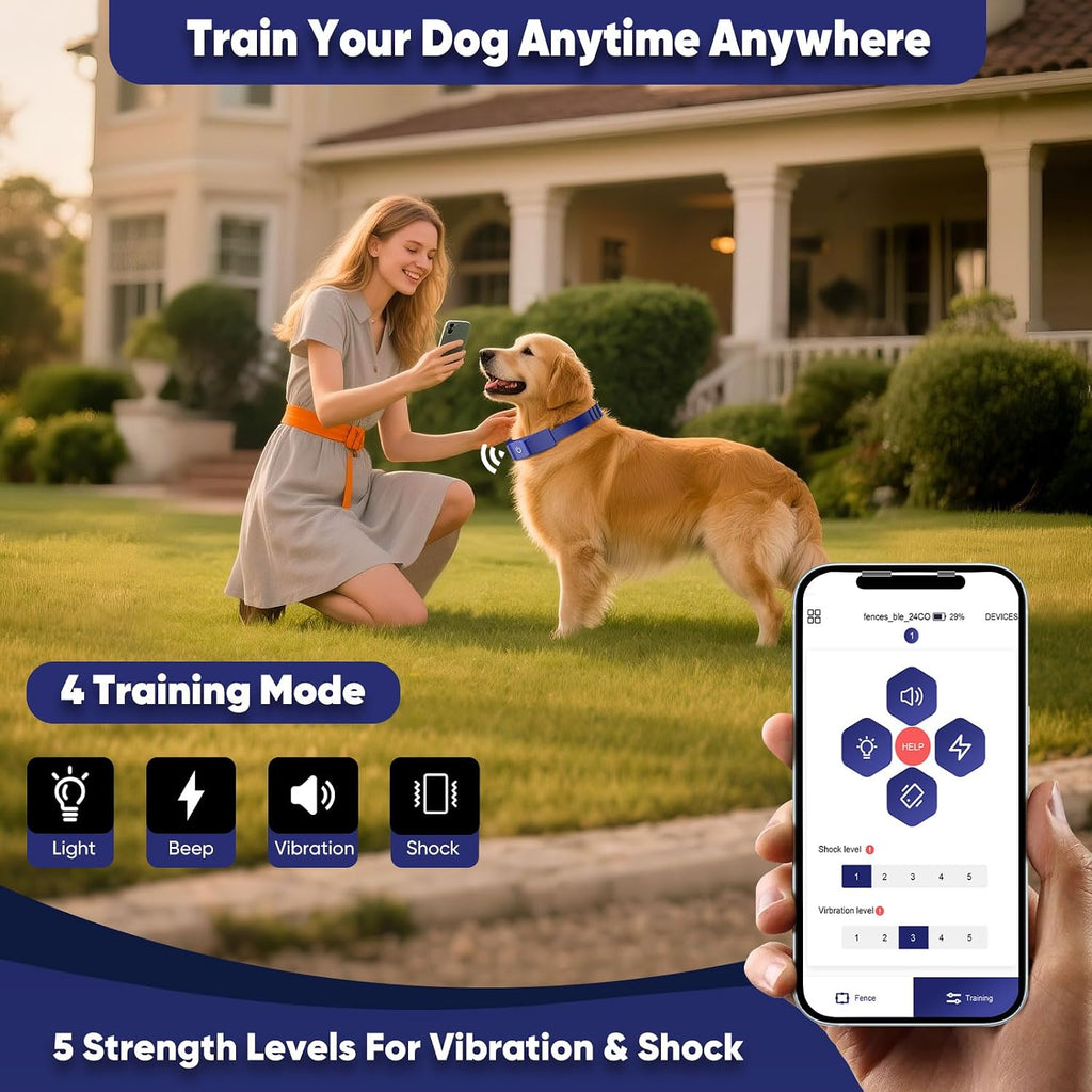 GPS Wireless Dog Fence, Electric Fence System with Training Collar