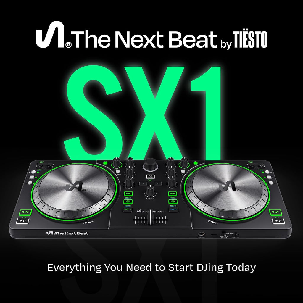 by Tiesto DJ Controller, SX1 Portable Control Deck with Audio Mixer, Beat Match, USB, & Dual Headphone Output - DJ
