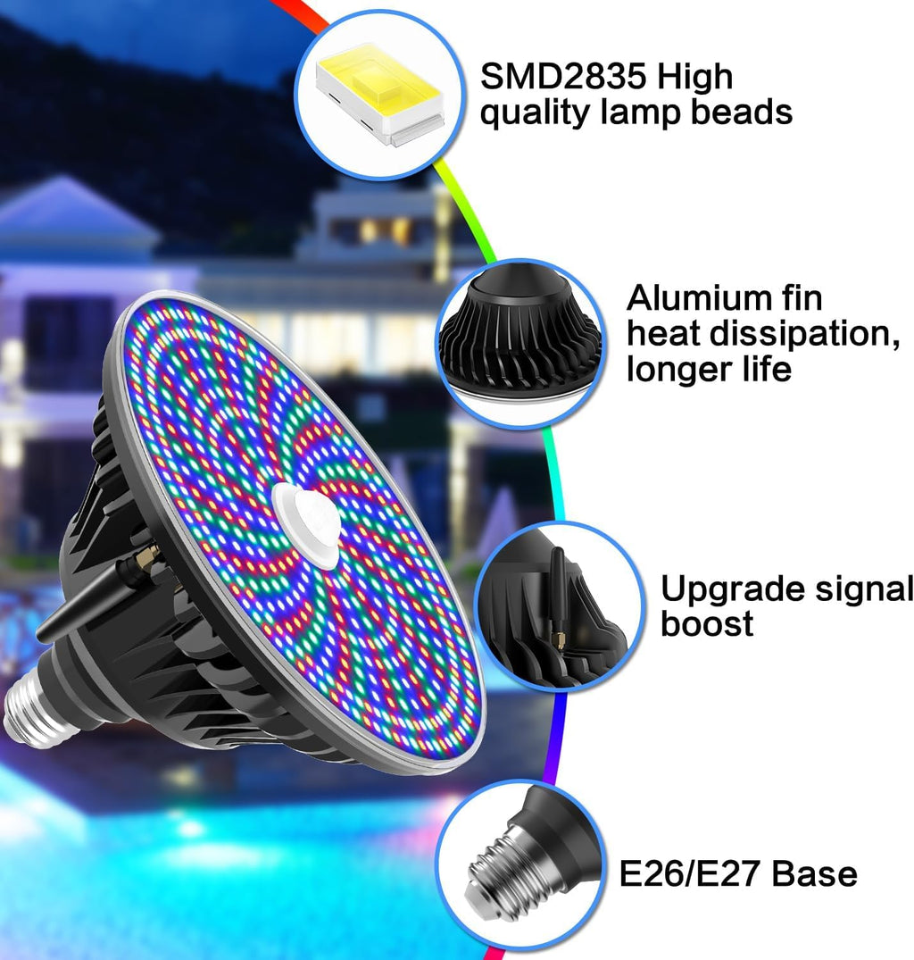 Led Pool Lights for Inground Pool, 120V 70W RGB LED Color Changing Lights Medium E26/E27 Base Underwater Pool Light