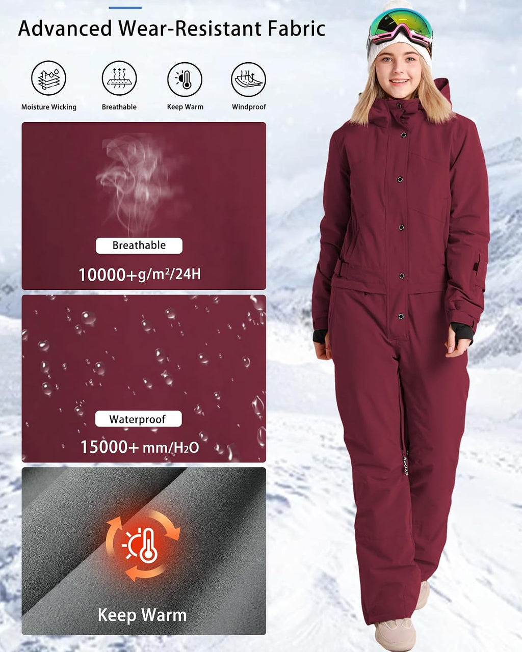 Womens Snowsuit One Pieces Ski Suits Jumpsuits Colorful Coveralls Snowboard Winter Outdoor