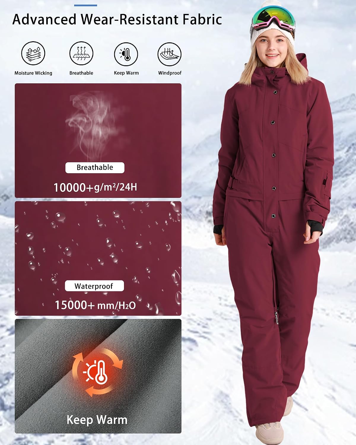 Womens Snowsuit One Pieces Ski Suits Jumpsuits Colorful Coveralls Snowboard Winter Outdoor