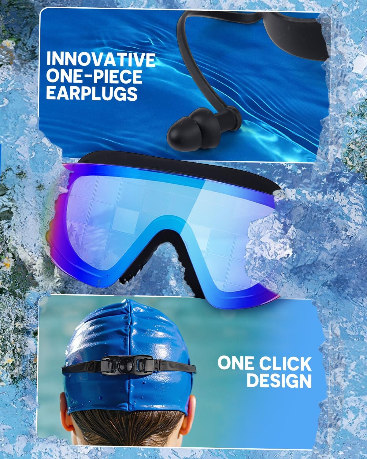 Swim Goggles 2 Pack, Rimless Wide View Swimming Goggles for Adult, Anti-Fog UV Leaking Pool Goggles for Men Women