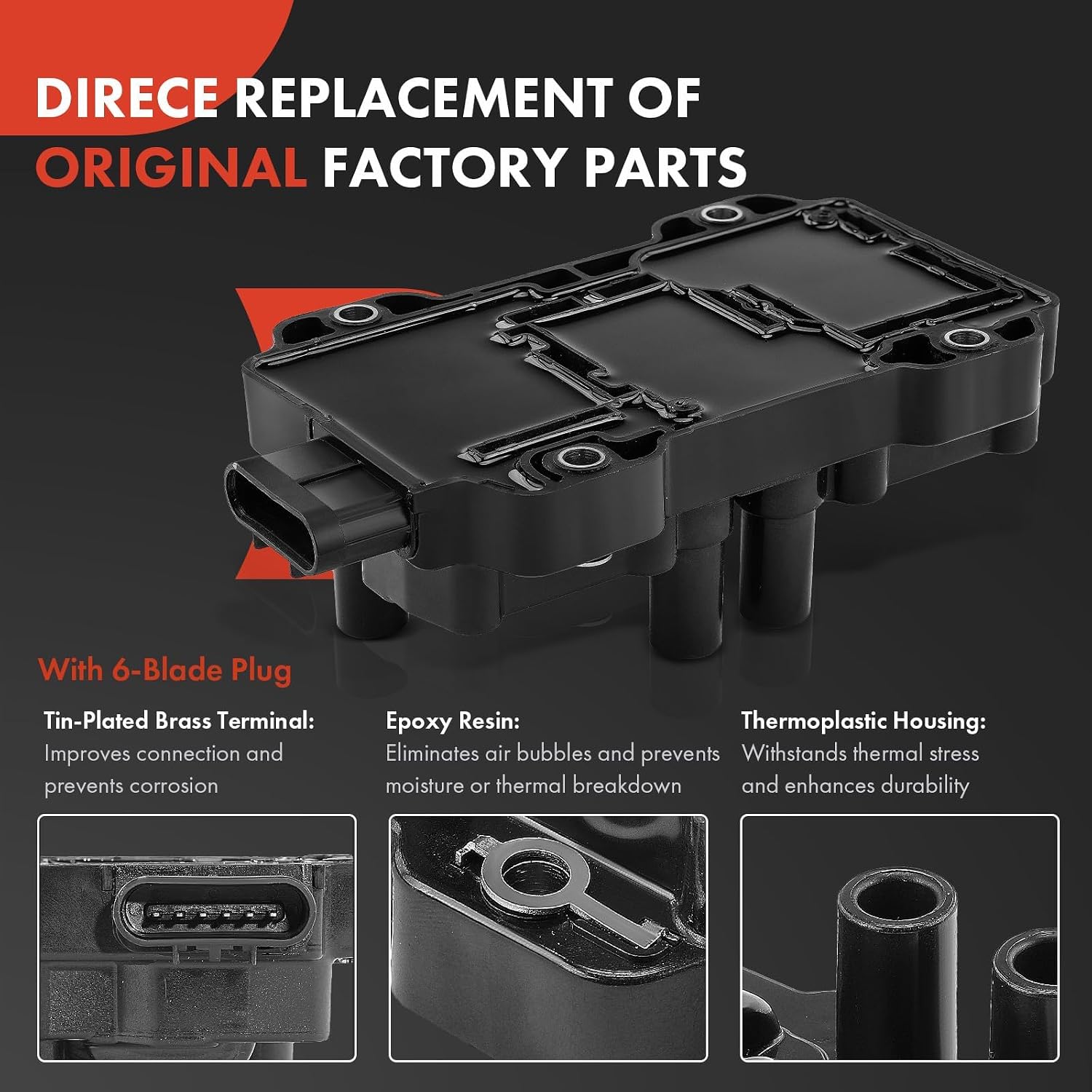 1 Ignition Coil with 6 Wire and 6 Iridium Spark Plug | Compatible with Chevrolet Malibu, Impala, Monte Carlo