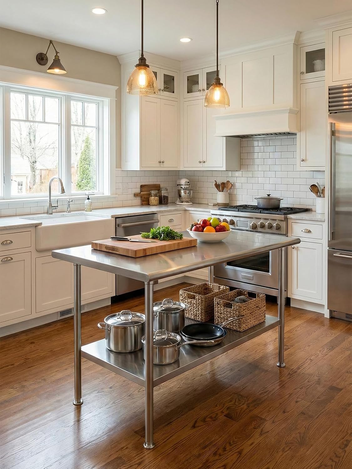 NSF Stainless Steel Prep Table 30X48 inch, Rounded Flat Top