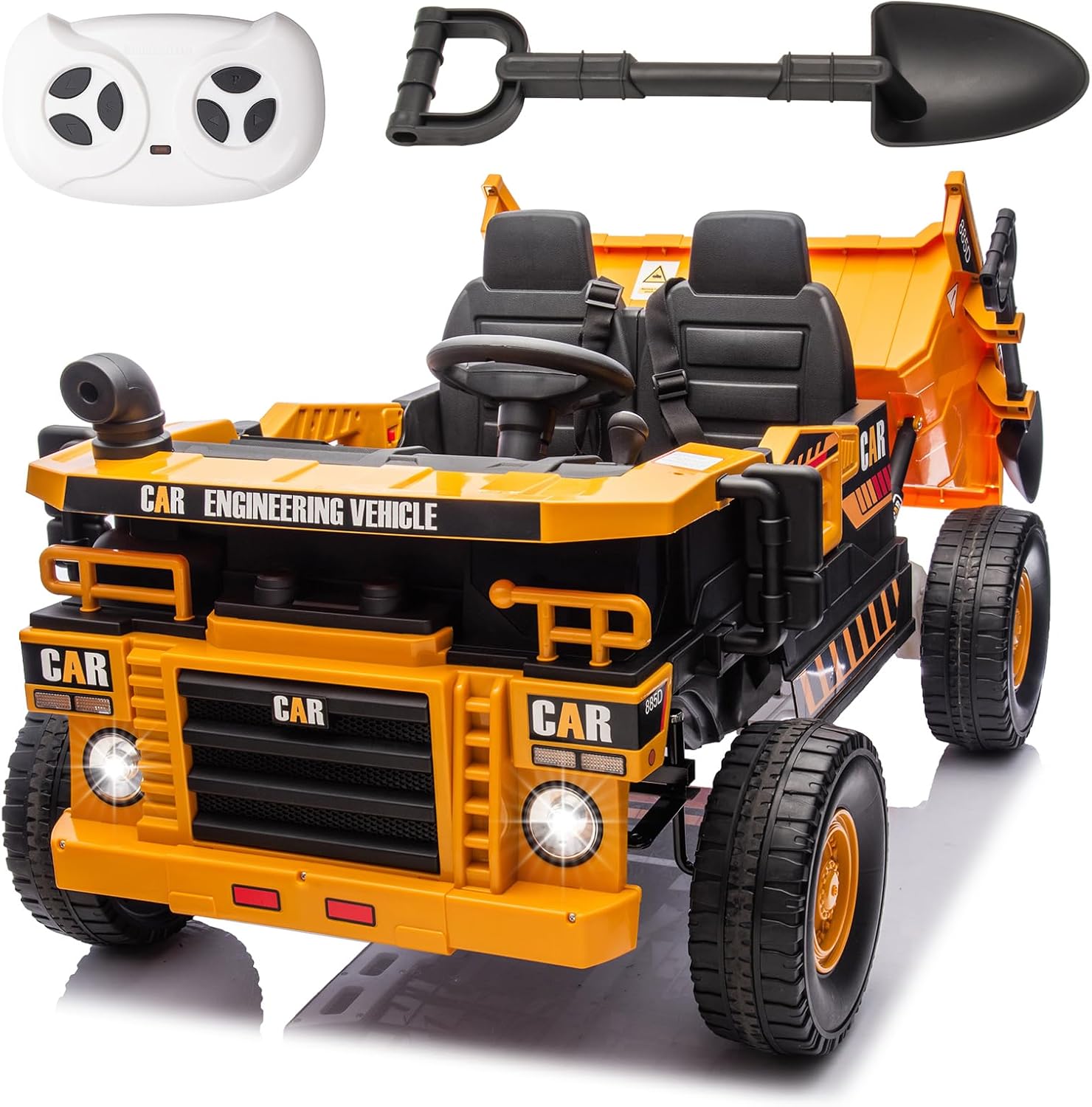 24V Ride On Toys for Big Kids Ride On Dump Truck Electric Dump Bed and Extra Shovel, Electric Toy Car for Kids Truck