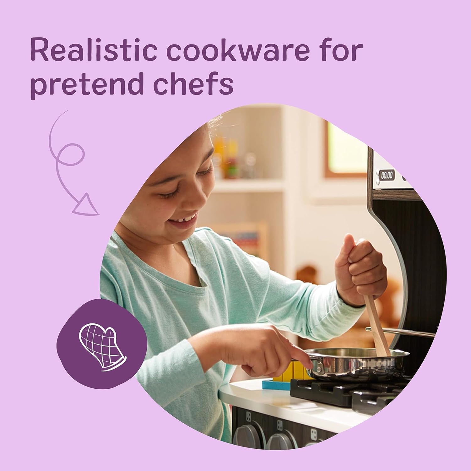 Melissa & Doug Stainless Steel Pots & Pans, 8 Piece Play Kitchen Set, Premium Play Kitchen Accessories & Cooking