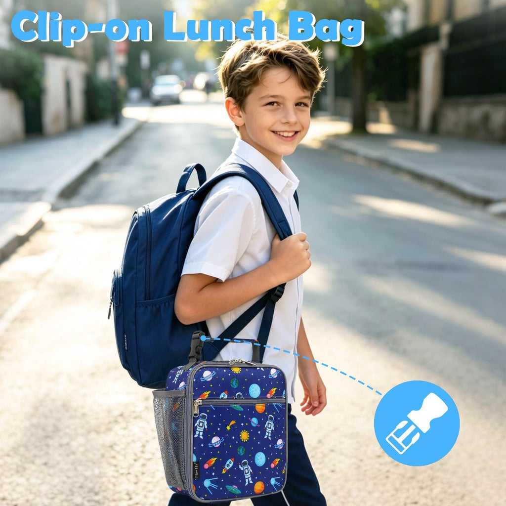 Kids Lunch box Insulated Soft Bag Mini Cooler Back to School Thermal Meal Tote Kit for Girls, Boys, Astronaut