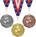 Metal Fusion Medals 2" Cornhole Dinkball Soccer 1st 2nd 3rd Place Award Medals with Ribbons Gold Silver Brown Trophy